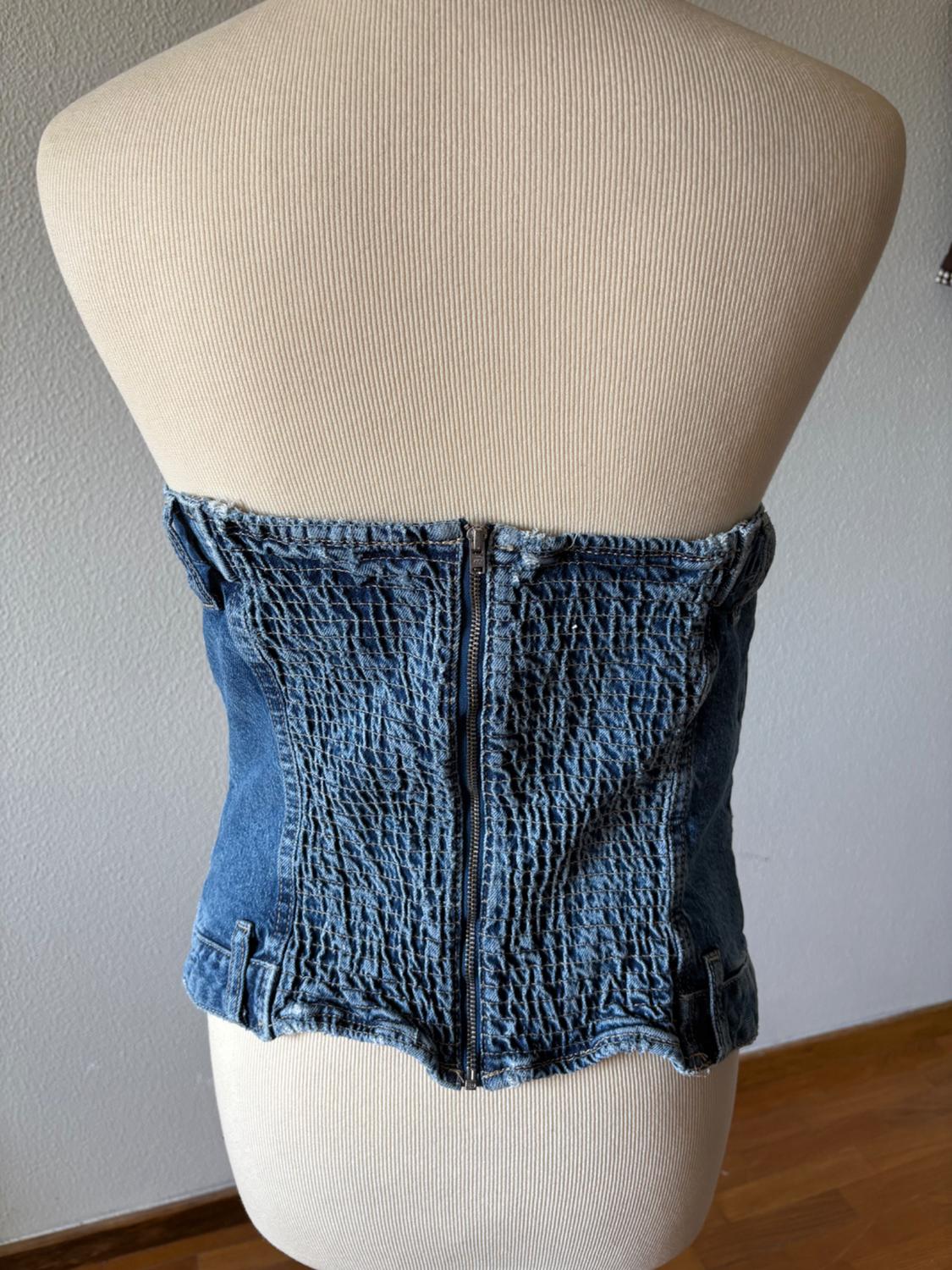 DENIM TRF CORSETRY-INSPIRED TOP - Image 2