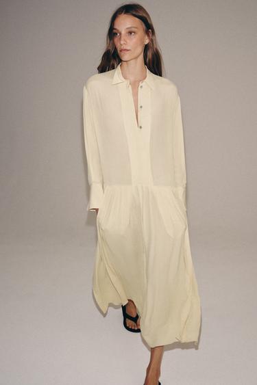 ROBE CHEMISE FLUIDE ZW COLLECTION - Beige de Zara - Image 4