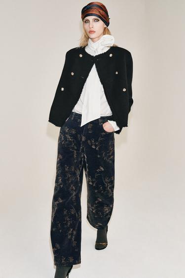 JEANS ZW COLLECTION CUFFED BALLOON TIRO MEDIO JACQUARD - Azul de Zara