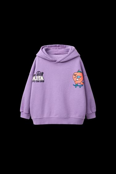 SWEATSHIRT MIT KAPUZE UND PRINT - Flieder zart von Zara - Bild 0