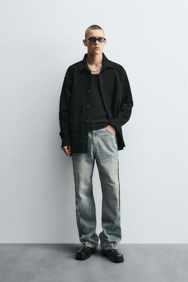 IRREGULAR TEXTURED DENIM SHIRT - Black by Zara - Image 0