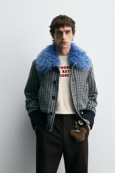 Zara CONTRAST CHECK BOMBER JACKET HARRY LAMBERT FOR ZARA X DISNEY - Brown-Blue