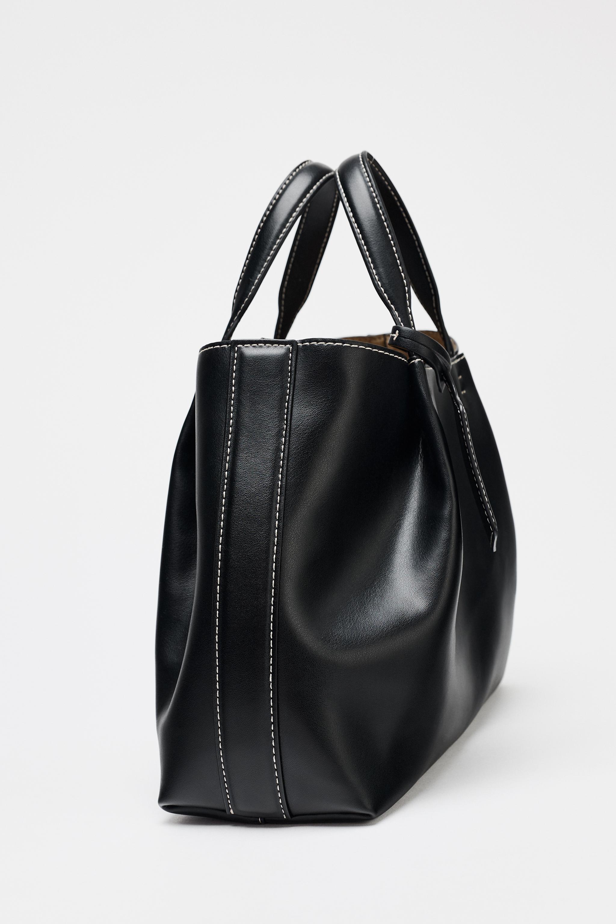 TOPSTITCHED CITY BAG - Black | ZARA United States TOPSTITCHED CITY BAG - Black | ZARA United States