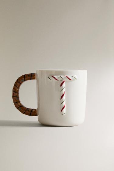 CHILDREN'S CHRISTMAS LETTER "T" STONEWARE MUG - متعدد الألوان الخاص بـ Zara - صورة 0