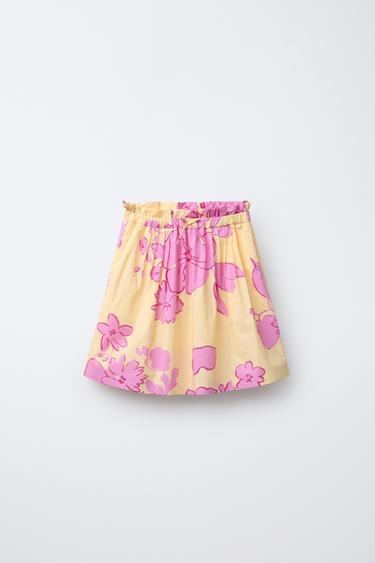 FLORAL MIDI SKIRT - Pastel yellow by Zara