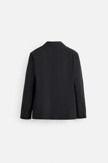 BLAZER DE COSTUME À RAYURES FINES - Bleu marine de Zara - Image 7