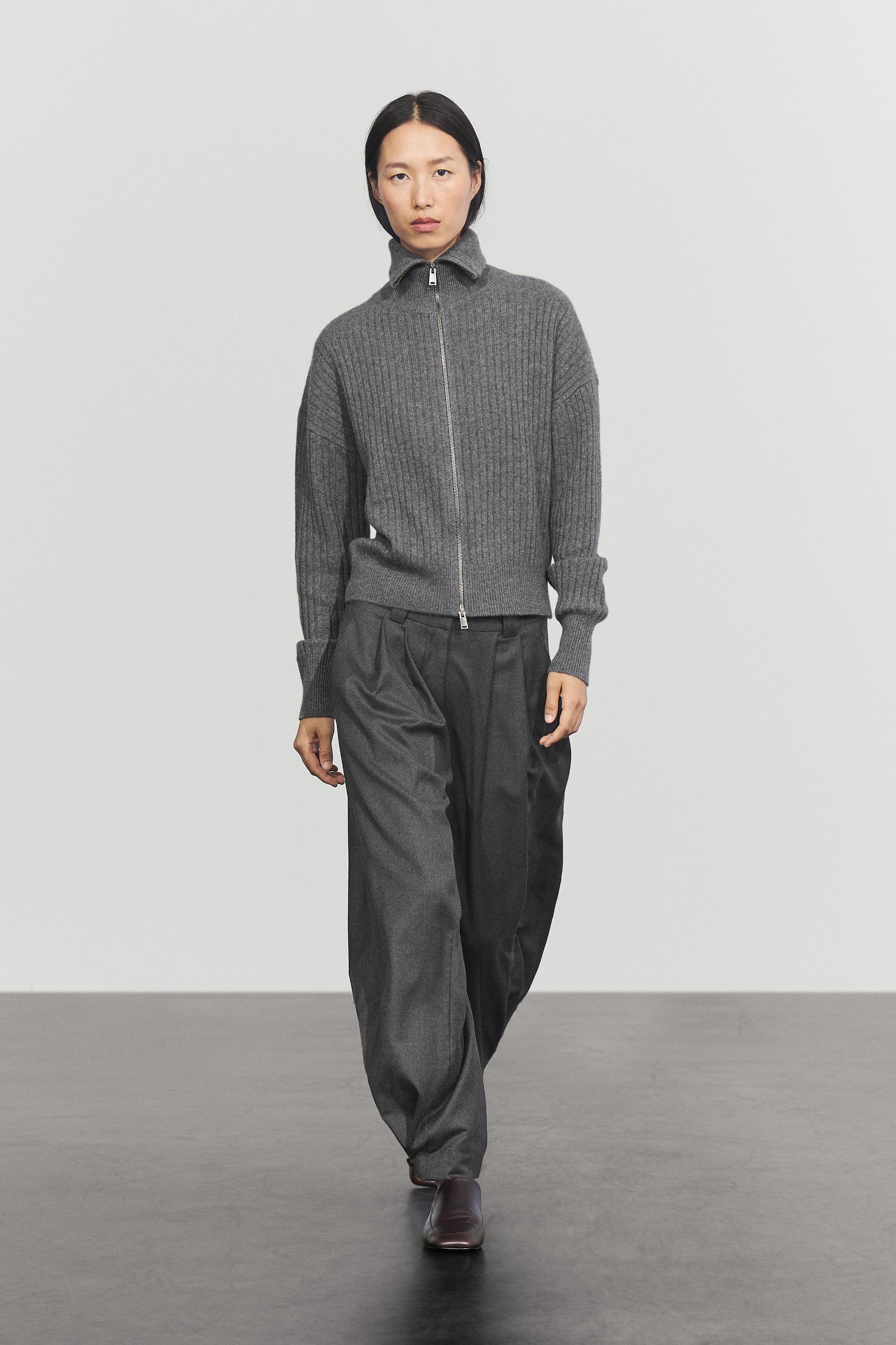 Cardigan en maille côtelée 100 % cachemire