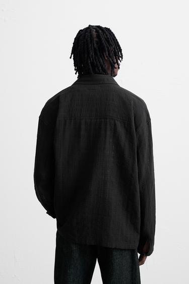TEXTURED SEMI-SHEER POLO SHIRT - Black by Zara - Image 2
