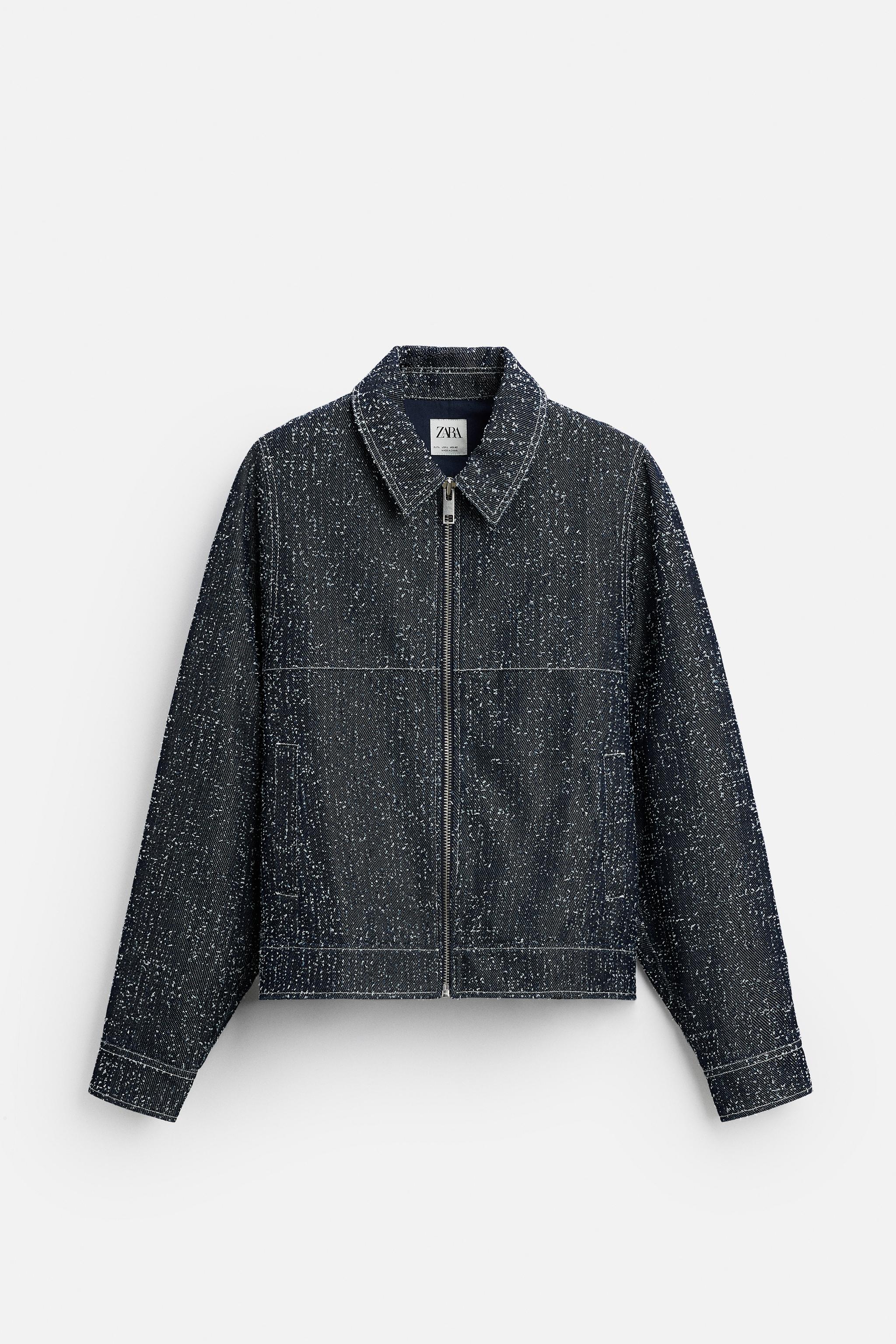 Cropped black denim jacket zara best sale