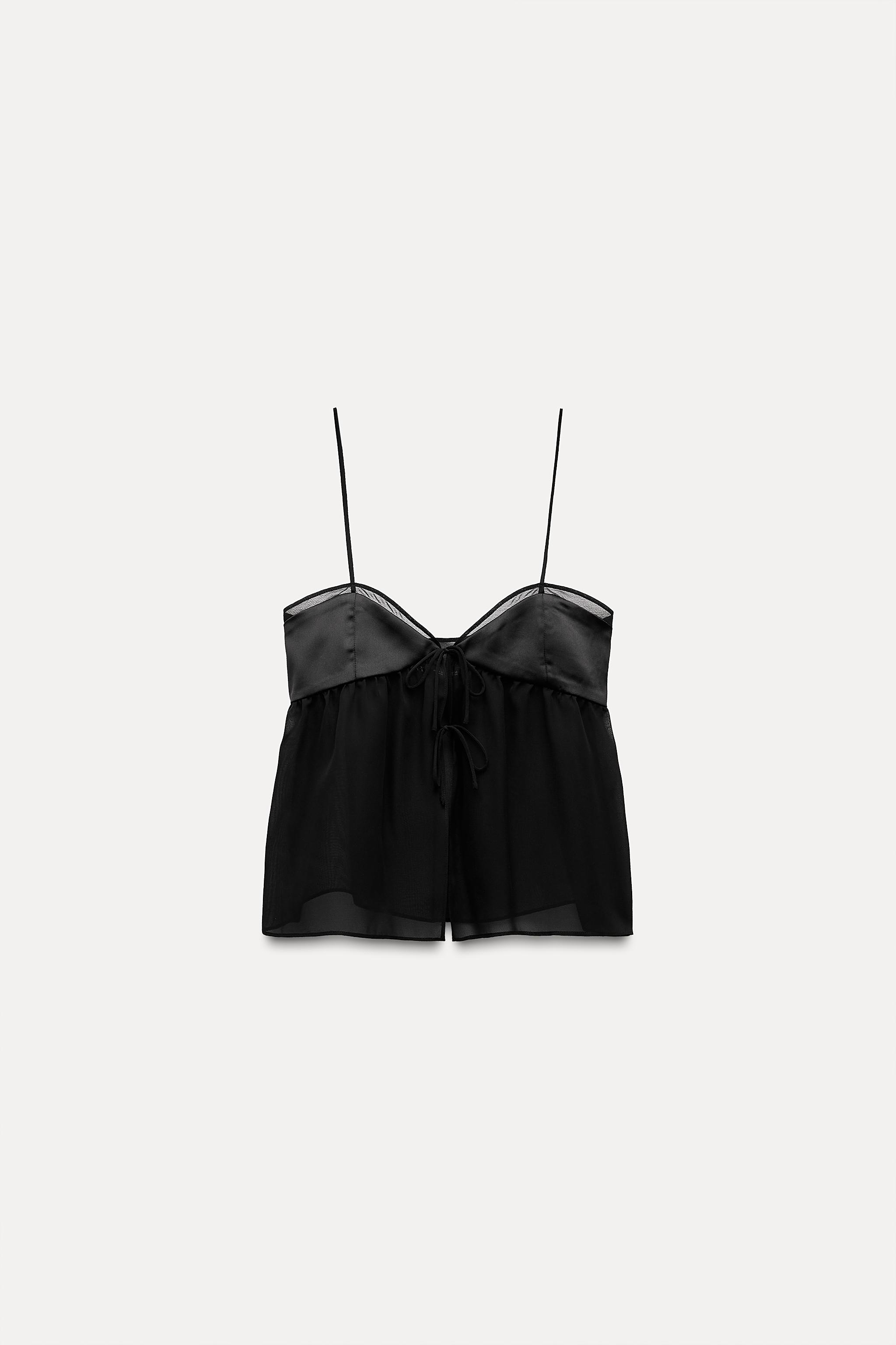 ZARA Asymmetrical Camisole Top Blogger Favorite Black Lace Size good Small