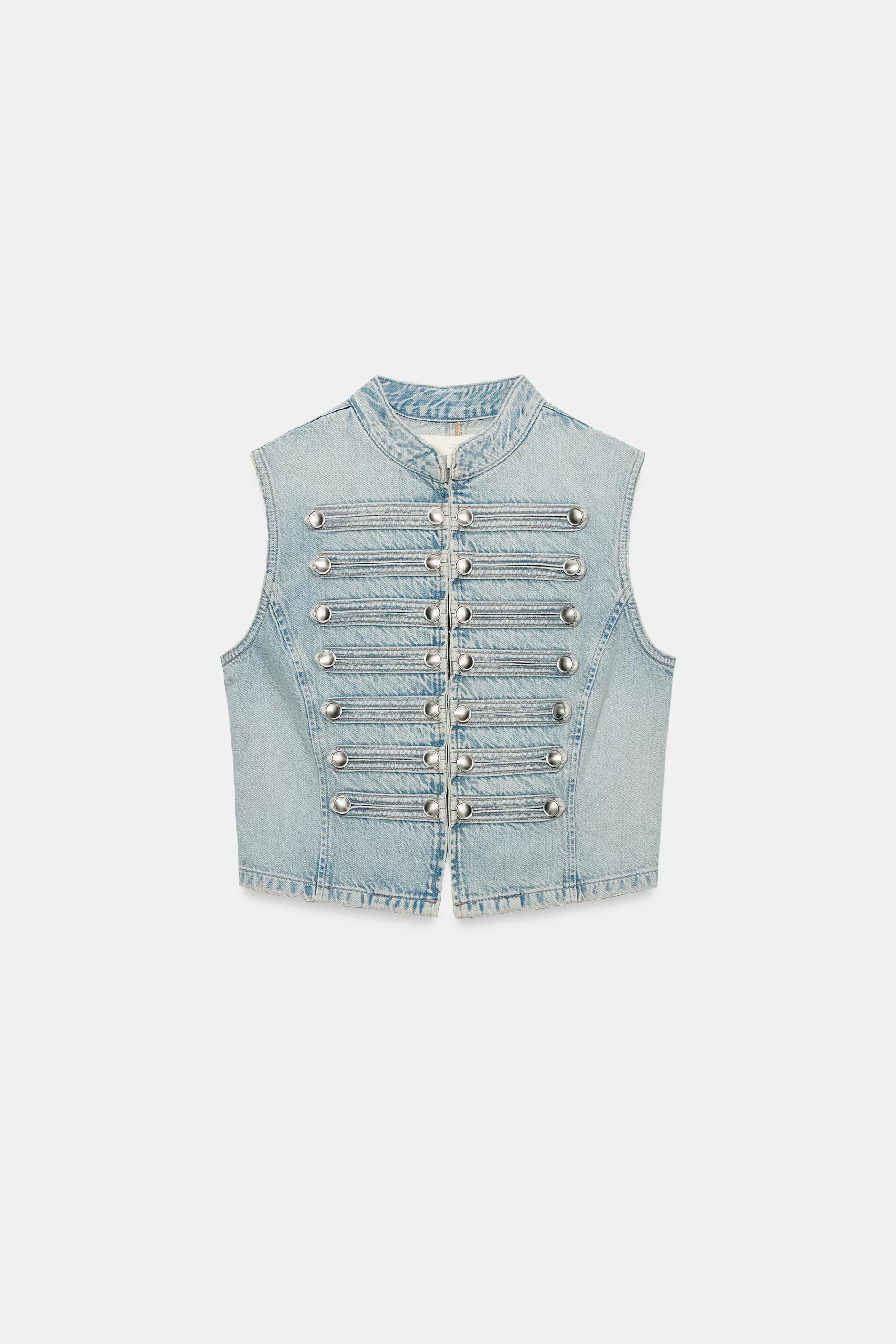 Zara TRF DÜĞMELİ DENIM YELEK görsel 6