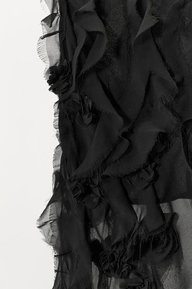 MIDI SKIRT WITH RAISED FLOWERS - Black by Zara - Image 11