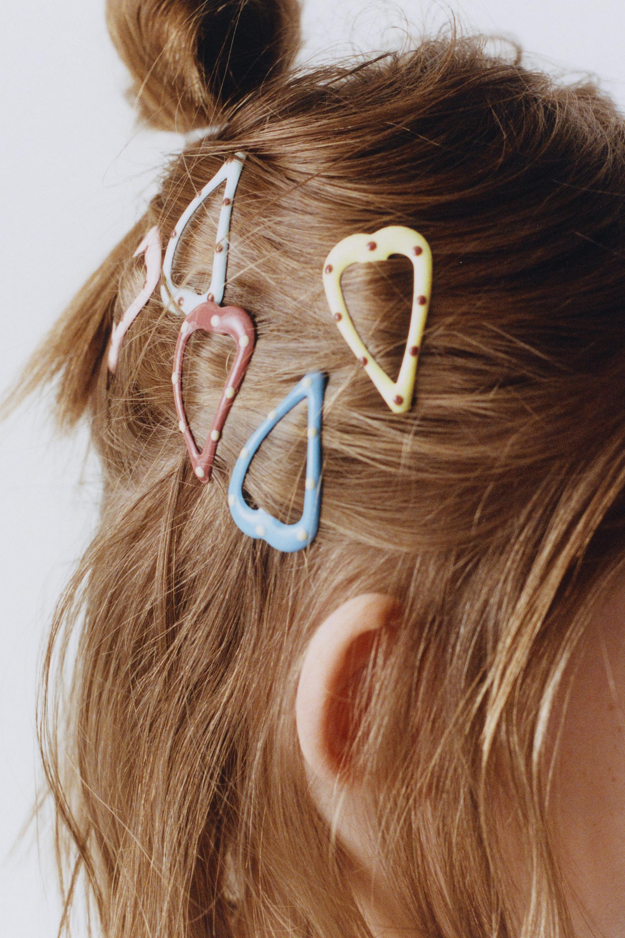 ドットプリントハート型クリップ5個セット - パステルピンク | ZARA