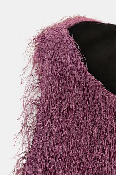TOP BALLON À FRANGES - Mauve de Zara - Image 7