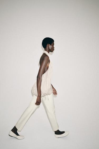 ZW COLLECTION PLEATED HALTER TOP - Pearl / Beige by Zara - Image 4
