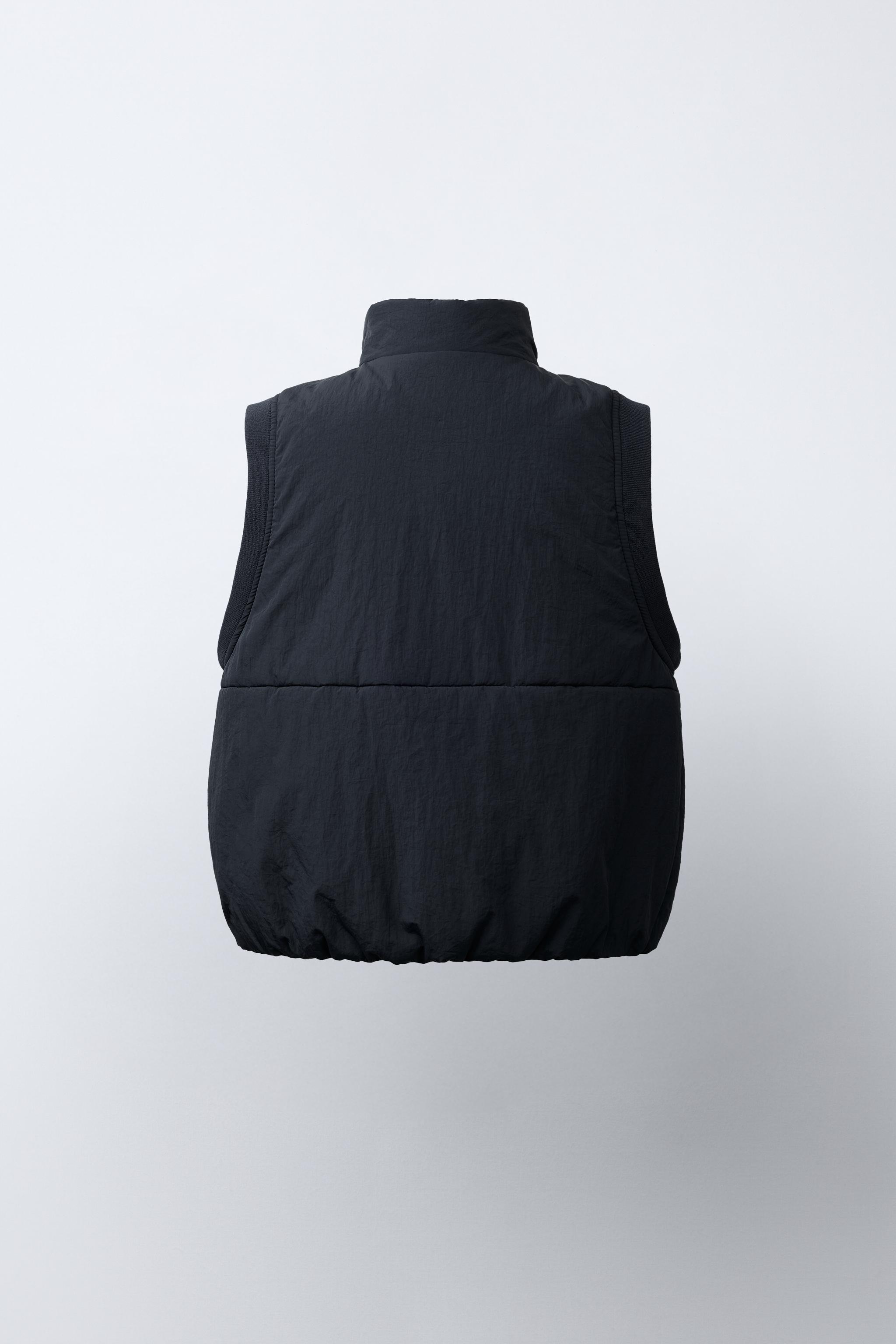 【新品!!】ZARA Oversized Riders Vest S-M BLK ZARA XS,S,M BLACK DOUBLE FACE FLORAL Shearling Embroidered VEST