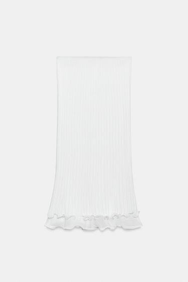 JUPE MI-LONGUE EN MAILLE DOUBLE ÉPAISSEUR - Blanc de Zara - Image 5