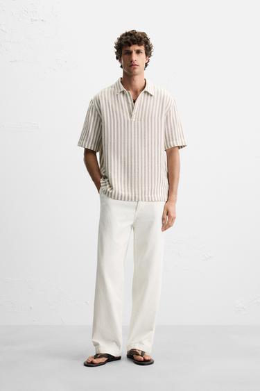 TEXTURED POLO SHIRT - Brown by Zara - Image 0
