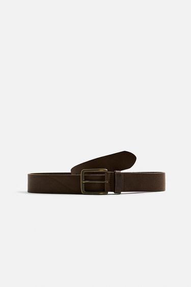 CINTO DE PELE COM EFEITO VINTAGE - Castanho da Zara - Imagem 0