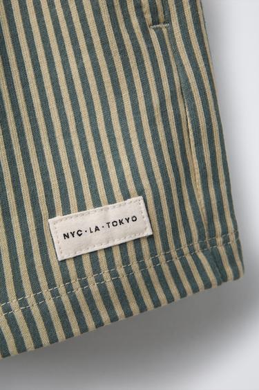 STRIPED LABEL PLUSH BERMUDA SHORTS - Green by Zara - Image 4