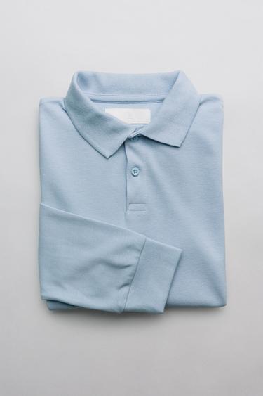 Zara BAZIČNA PIQUÉ POLO MAJICA – plavo nebo