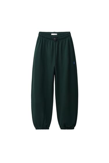 PANTALON EN MOLLETON BALLOON - Vert foncé de Zara