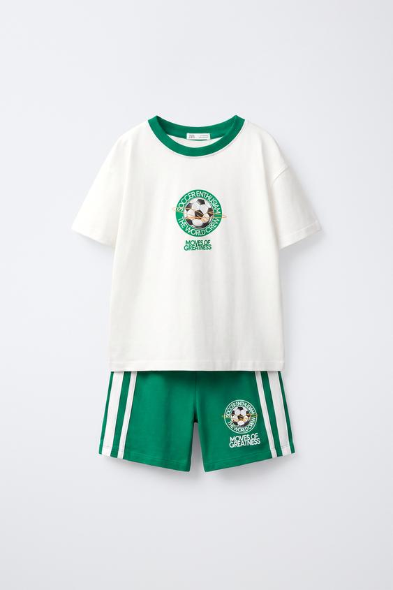 ПИЖАМА 6-14 ЛЕТ С ФУТБОЛЬНЫМ ПРИНТОМ — ЗЕЛЕНЫЙ от Zara — изображение 0