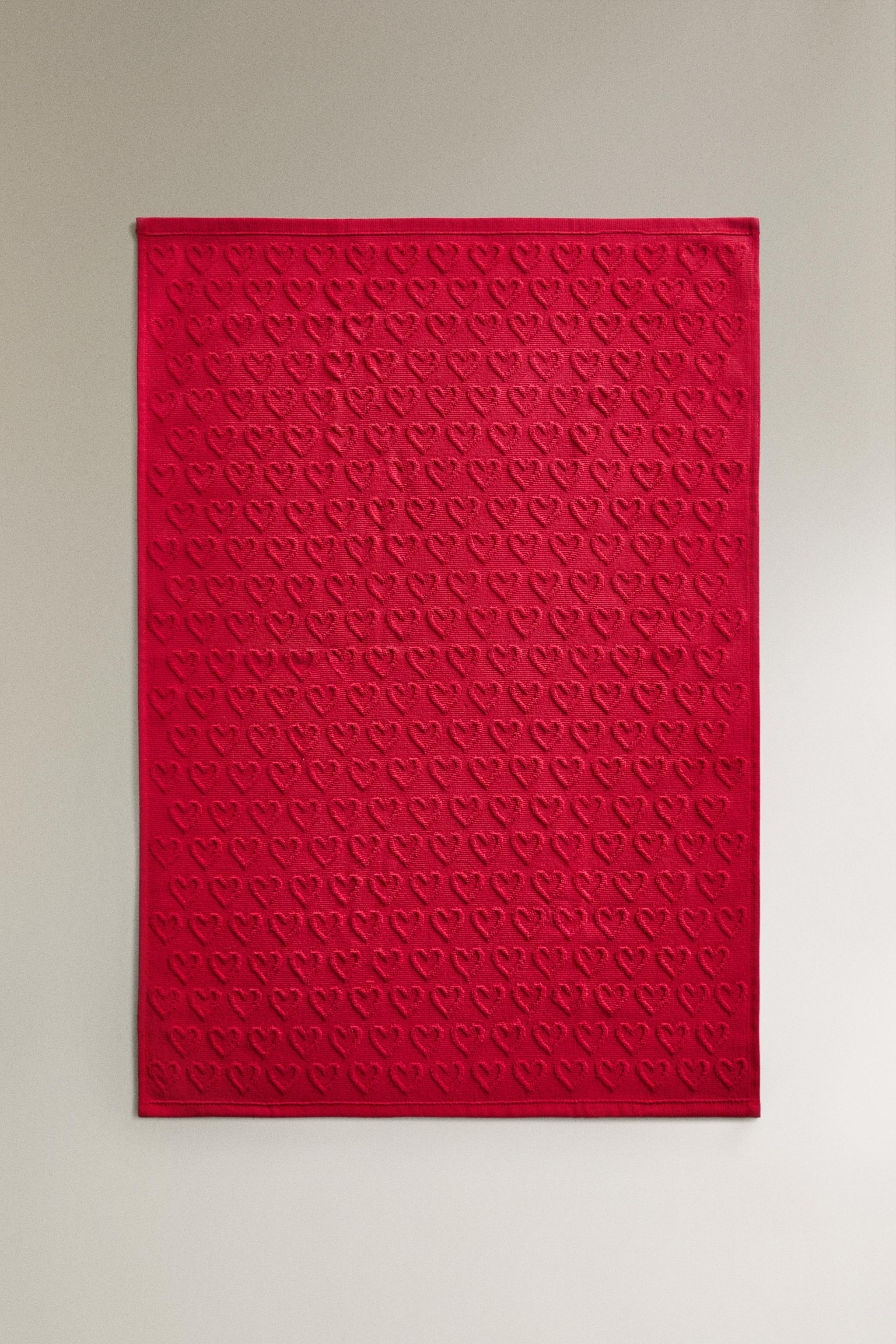 TORCHON DE CUISINE COTON ÉPONGE CŒURS NOËL