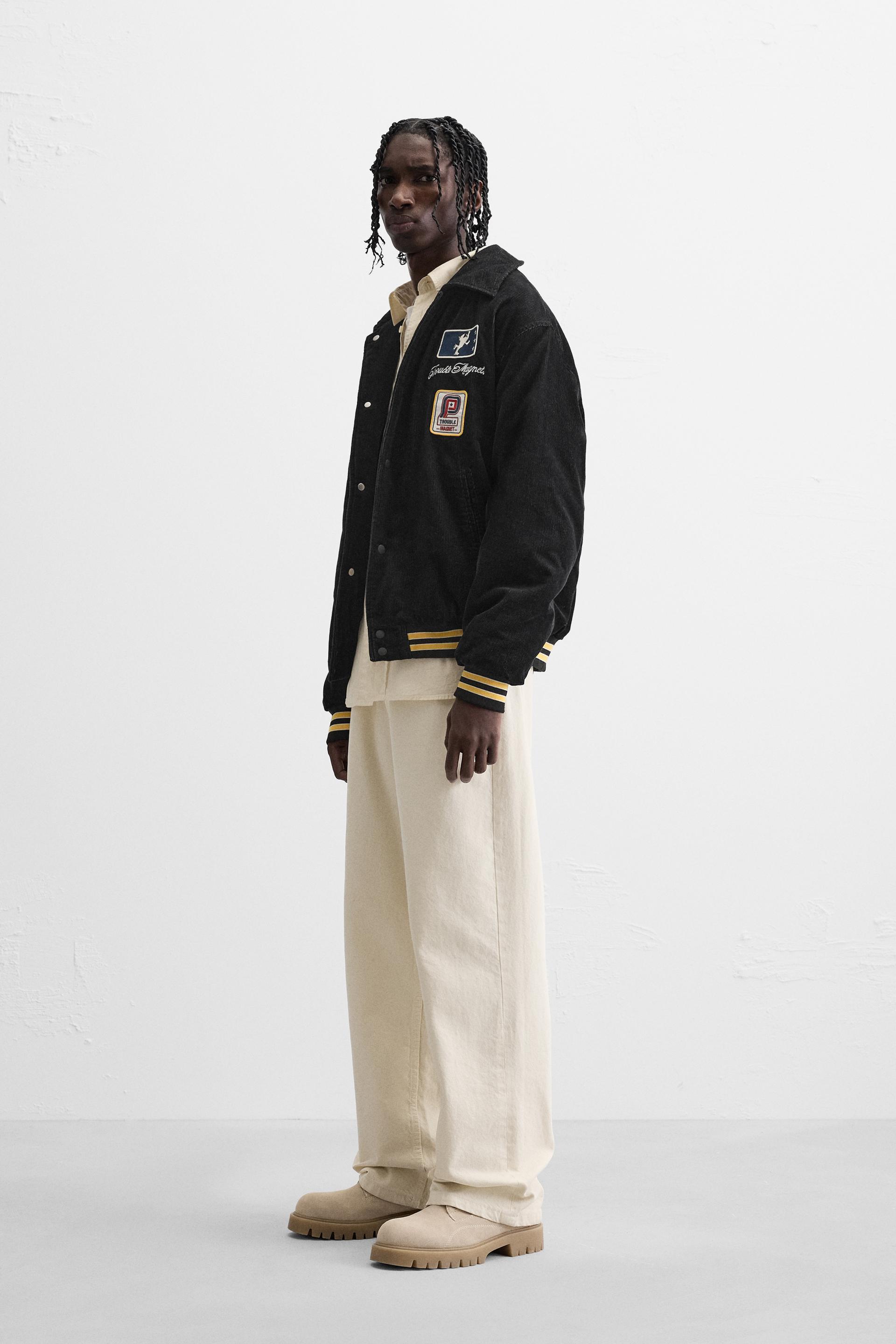 CORDUROY JACKET WITH COMBINED PATCHES Black ZARA United Kingdom