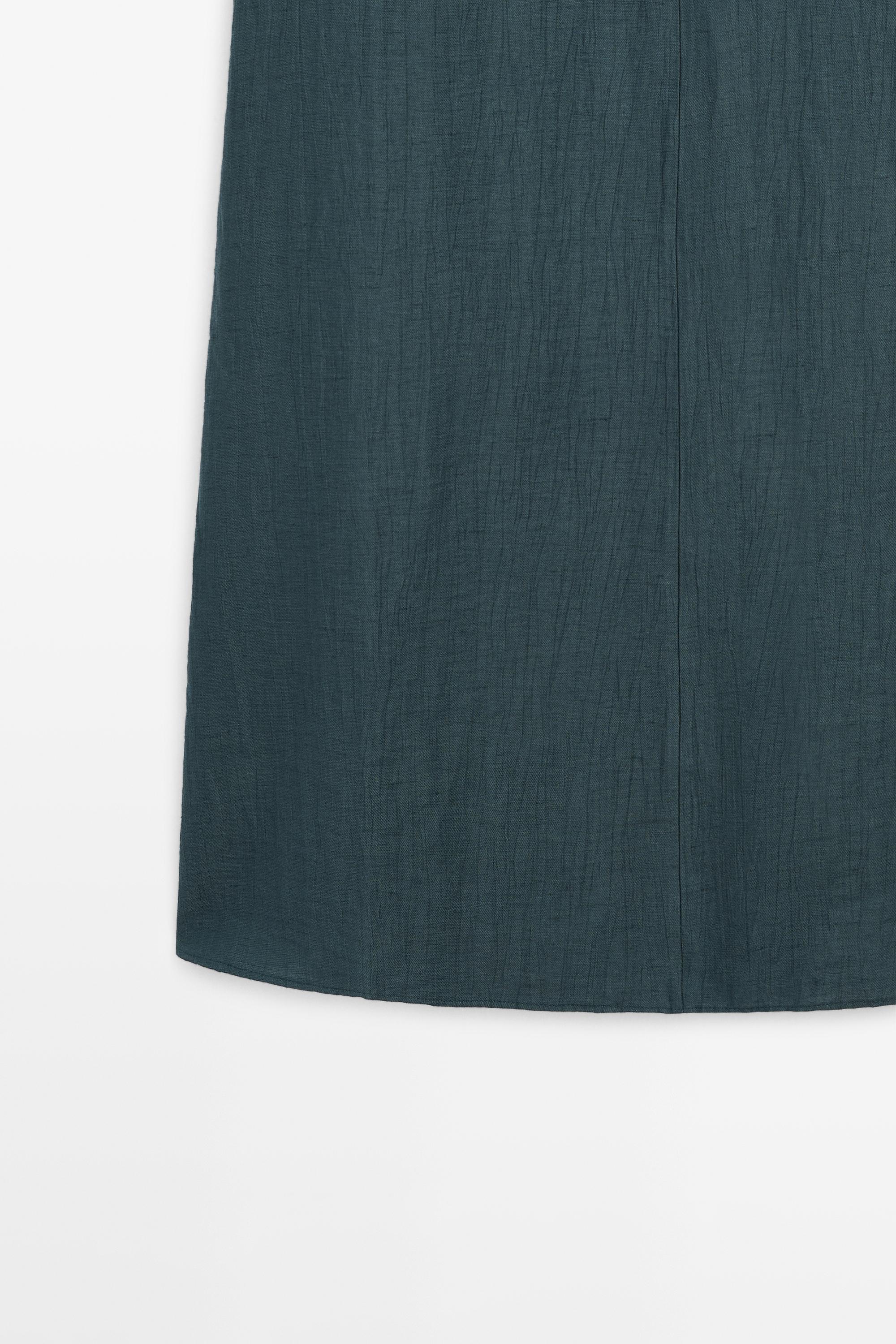 Robe midi col en V lin