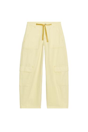 Zara OVERSIZED CARGO PANTS - Yellow