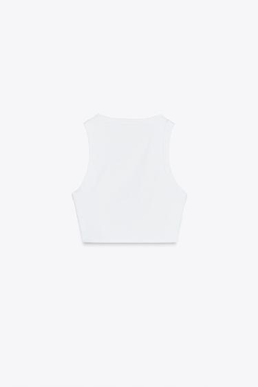 POLYAMIDE CROP TOP - White by Zara - Image 5
