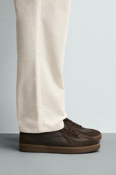 Zara CONTRAST SOLE SNEAKERS - Brown - Image 0