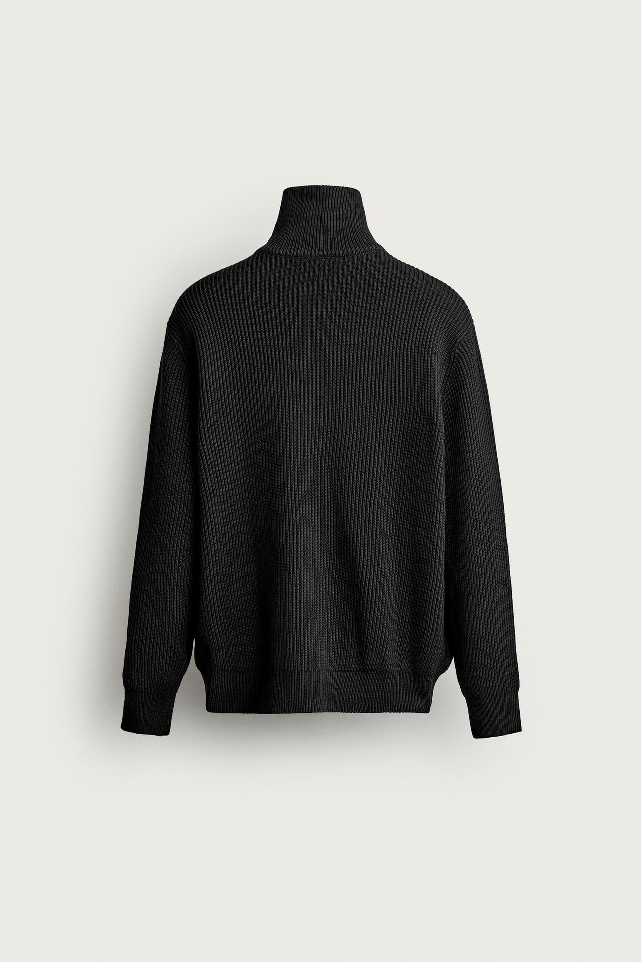 COMPACT ZIP CARDIGAN — Black