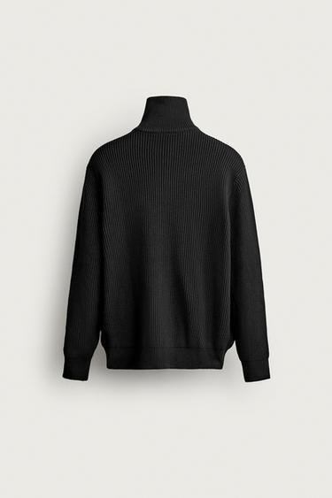 COMPACT ZIP CARDIGAN — Black 2