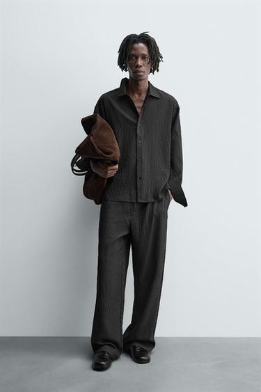 STRIPED FLOWING TROUSERS - Black by Zara - Image 0