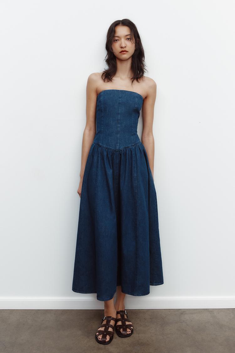 デニム TRF ミディワンピース - ブルー | ZARA Japan / 日本