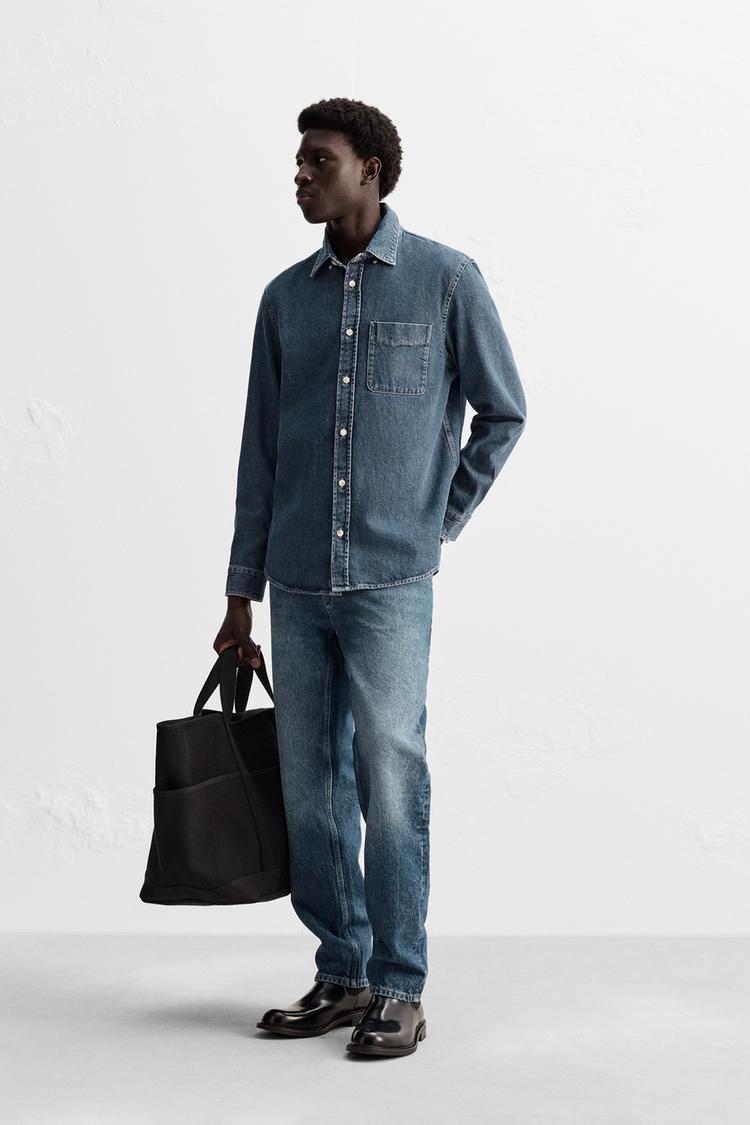 WASHED DENIM SHIRT - Mid-blue | ZARA United States