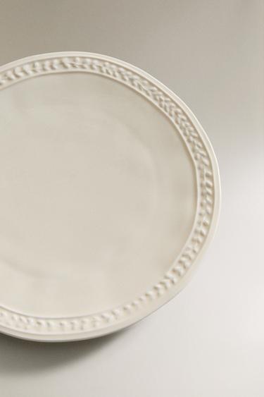 STONEWARE DESSERT PLATE WITH RAISED DESIGN - Cream by Zara - Image 2