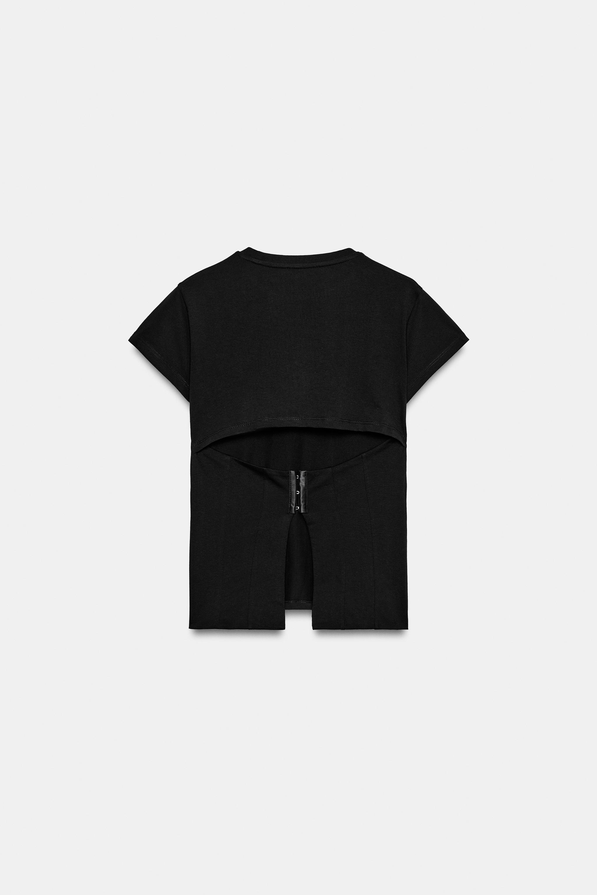 Женские футболки Zara BACK CORSET T-SHIRT — фото 5
