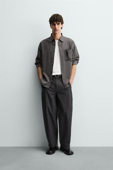 Zara RELAXED FIT FLOWY SHIRT - Dark gray - Image 0