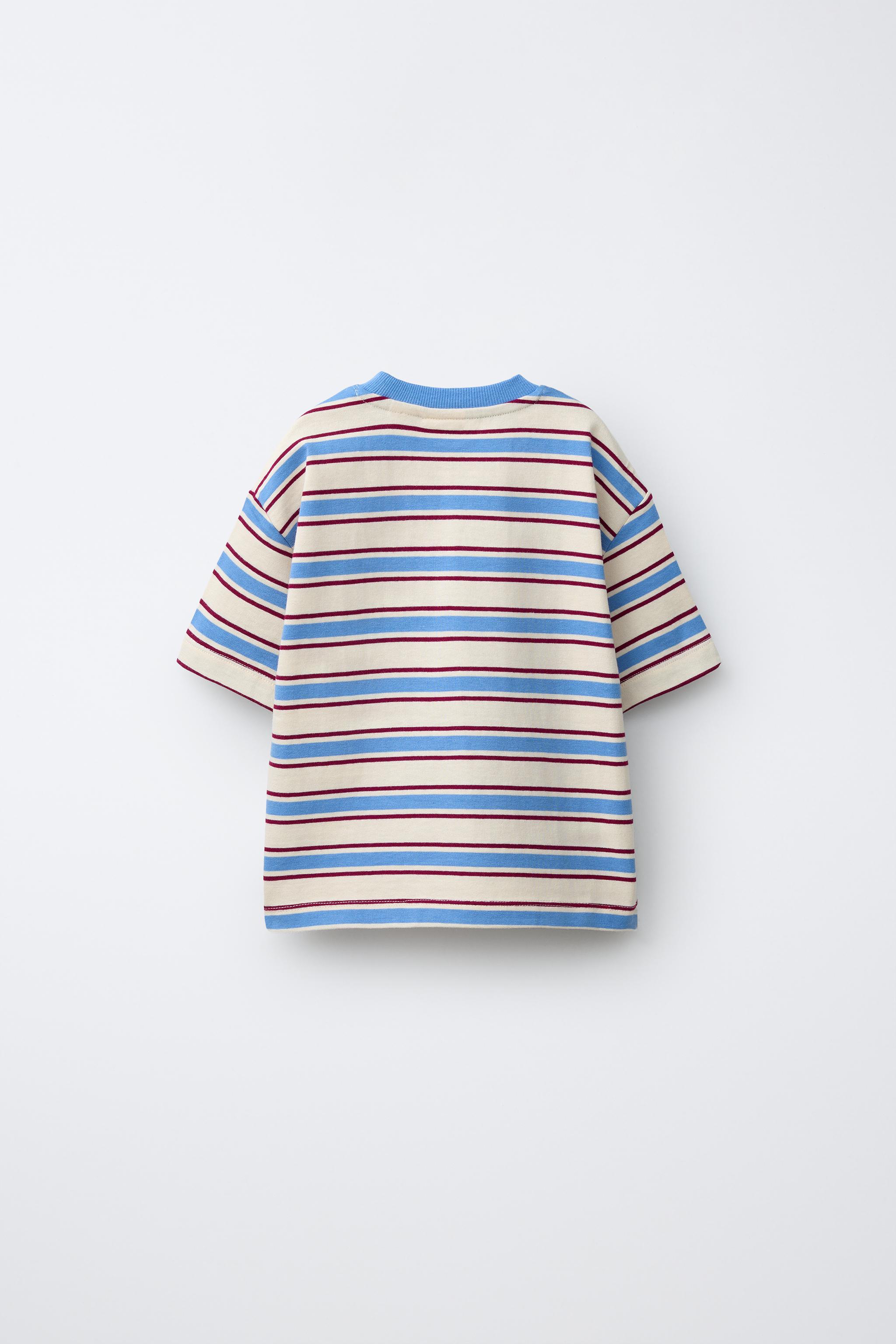 EMBROIDERED LOGO STRIPED T-SHIRT