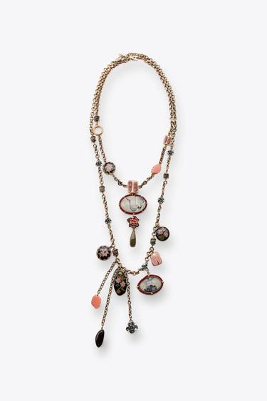 Zara 2-PACK OF RESIN CHARM LINK NECKLACES - Golden