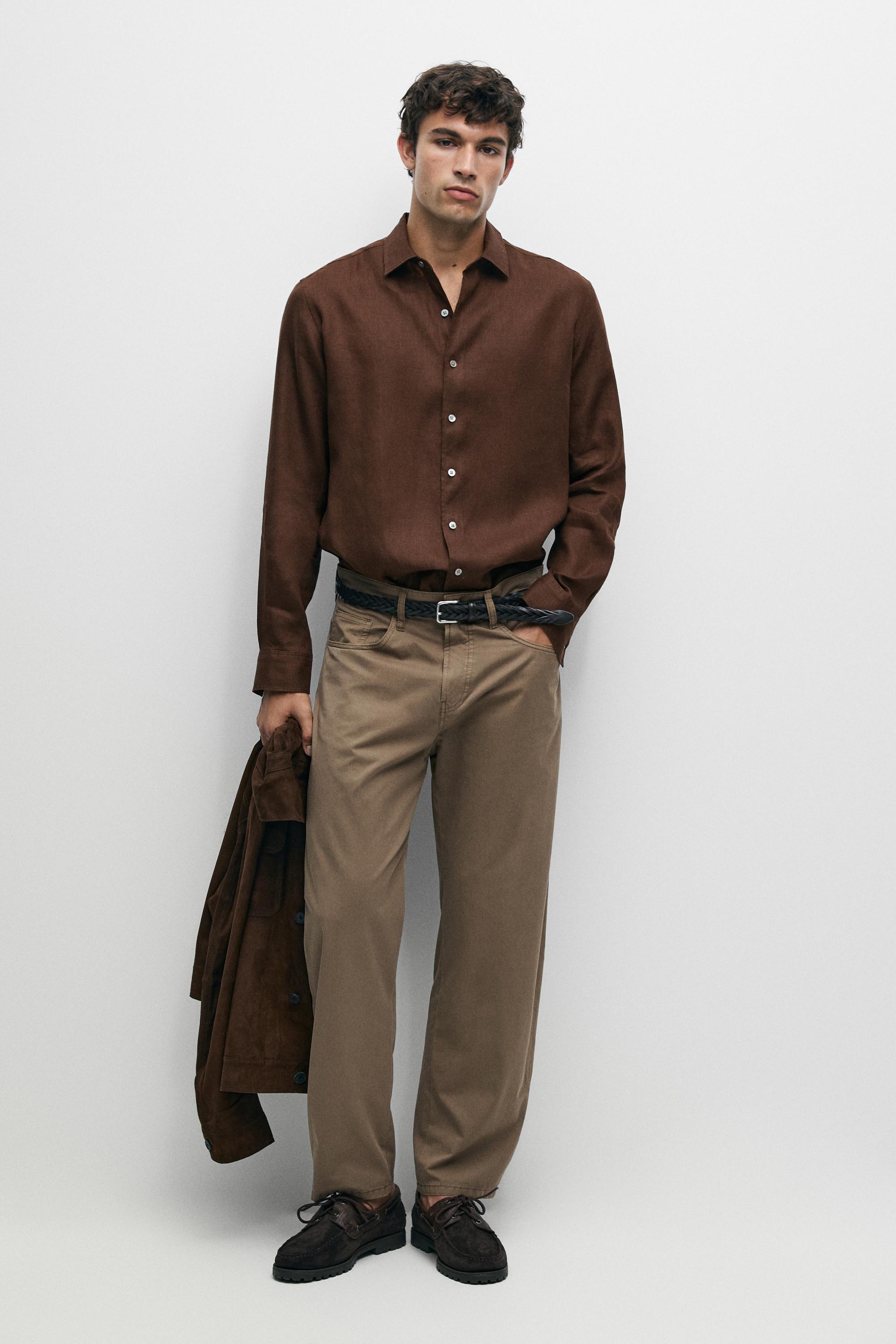 Regular fit 100% linen shirt