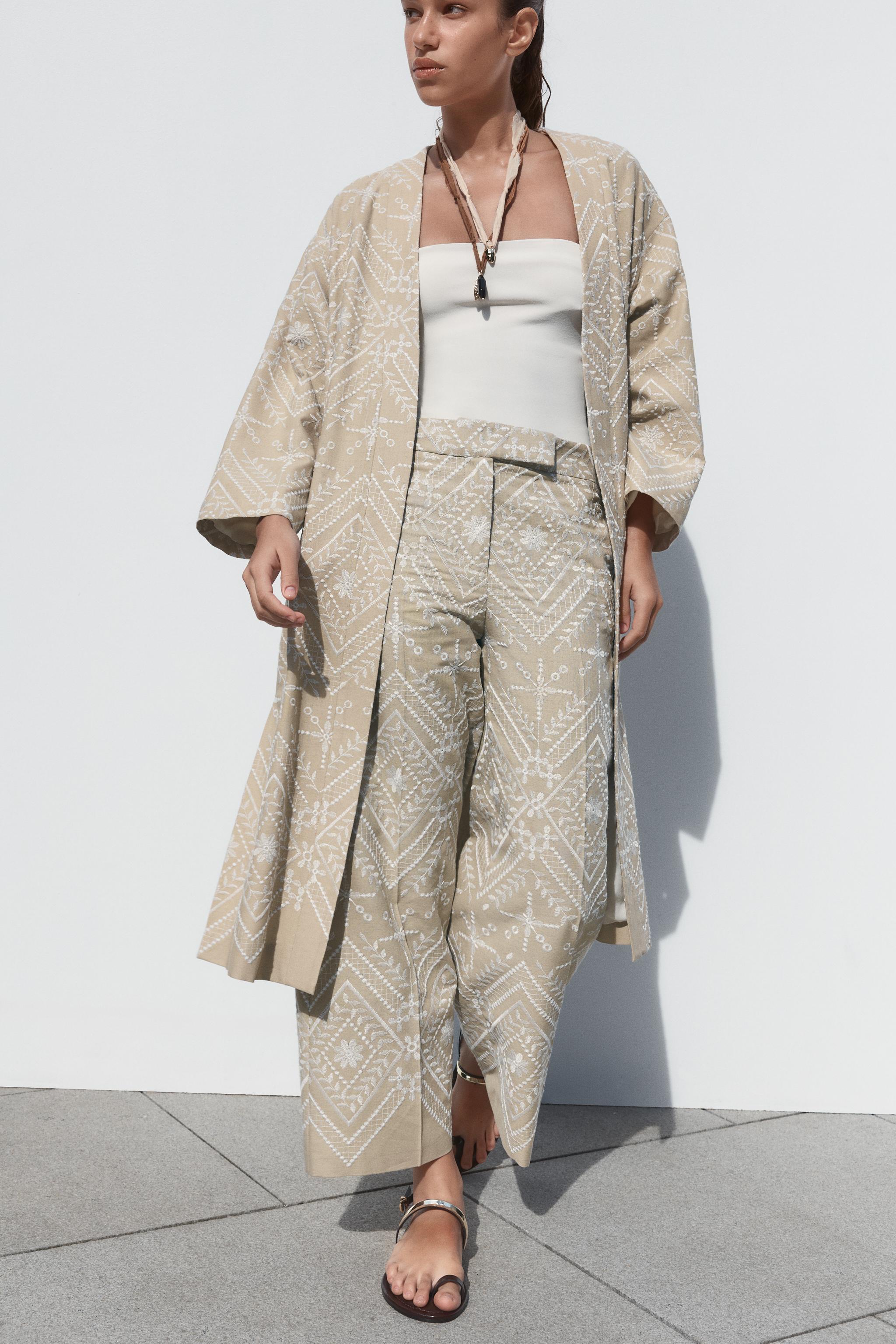 スペイン発送 ZARA 刺繍入り着物ブレザー KIMONO 上品カジュアル org.jpg
