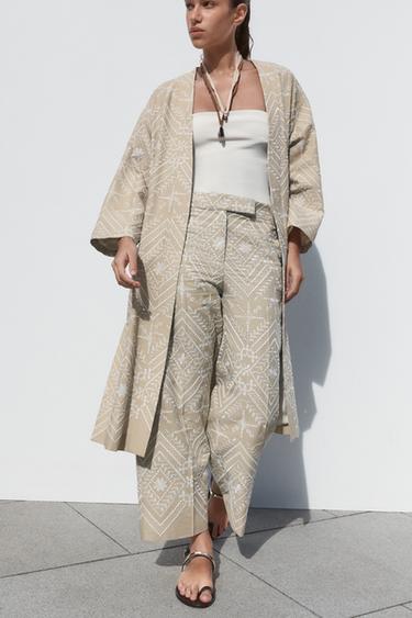 BLAZER KIMONO BRODÉ - Écru / Beige de Zara - Image 5