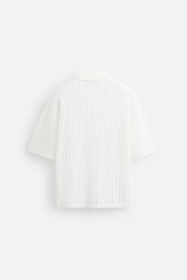 CHEMISE EN MAILLE AJOURÉE - Écru de Zara - Image 7