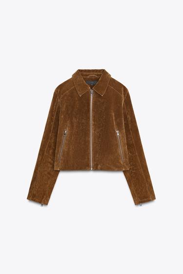 100% LEATHER SHORT JACKET - whisky by Zara - Image 9