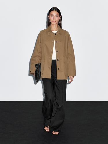 Zara Cotton blend fitted-waist trench coat - Brown