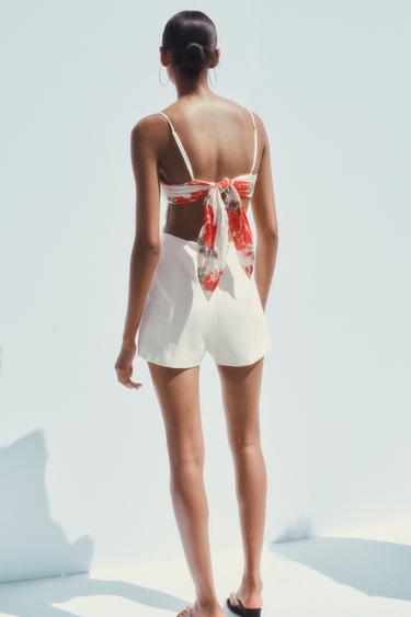 COMBI-SHORT AJOURÉ FOULARD - Blanc de Zara - Image 5